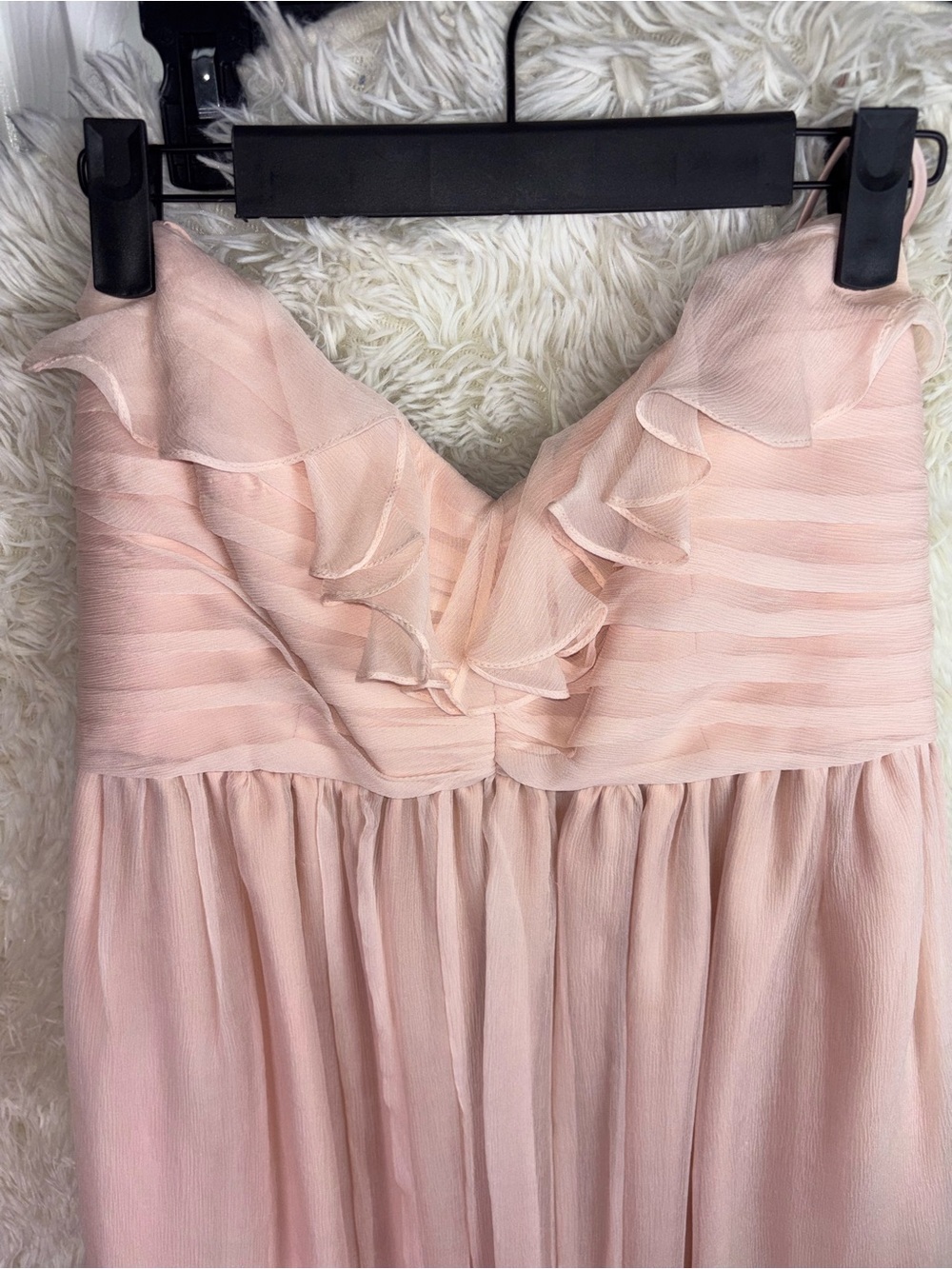Amsale Soft Pink Ruffle Chiffon Strapless Dress size 6 - Picture 5 of 16